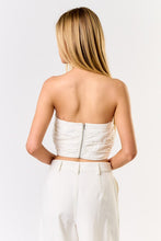 Load image into Gallery viewer, Ruched Strapless Denim Top- White
