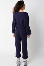 Load image into Gallery viewer, Navy Travel Sweater Jumpsuit
