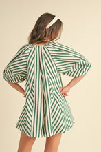 Load image into Gallery viewer, Striped Hunter Green|Blue Romper
