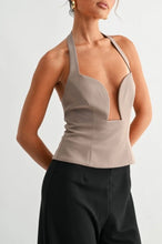 Load image into Gallery viewer, Mocha Corset Halter Top

