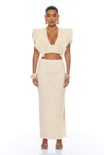 Load image into Gallery viewer, Mare Beige Fringe Skirt Set
