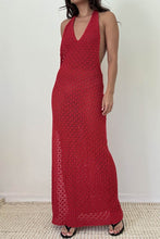 Load image into Gallery viewer, Red Halter Neck Backless Cover Up Dress
