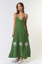 Load image into Gallery viewer, Halter Embroidered Green Maxi Dress
