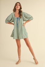 Load image into Gallery viewer, Striped Hunter Green|Blue Romper

