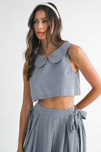 Load image into Gallery viewer, Gingham Plaid Collar Top and Midi Skirt Set
