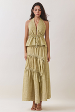 Load image into Gallery viewer, Tassel Tie Halter Top &amp; Tiered Maxi Skirt Set
