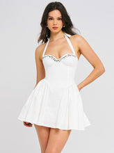 Load image into Gallery viewer, Nina White Embroidered Halter Mini Dress
