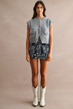 Load image into Gallery viewer, Navy Paisley High-waisted Mini Skort
