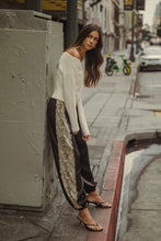 Load image into Gallery viewer, Black Satin Lace Trim Pants
