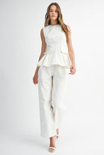Load image into Gallery viewer, White Peplum Denim Top &amp; Pant Set
