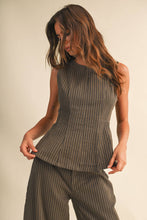 Load image into Gallery viewer, Mocha Striped Barrel Pant Set
