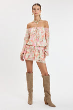 Load image into Gallery viewer, Vibrant Red Floral Off Shoulder Mini Dress
