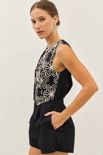 Load image into Gallery viewer, Vest Embroidered Romper- Black
