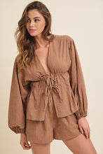 Load image into Gallery viewer, Mocha Tie Top + Short Set
