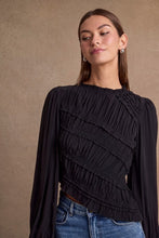 Load image into Gallery viewer, Mocha Ruched Long Sleeve Asymmetrical Hem Top
