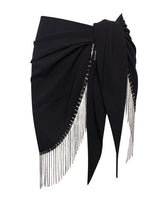 Load image into Gallery viewer, Black Rhinestone Fringe Sarong
