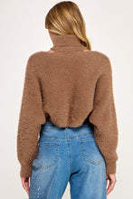 Load image into Gallery viewer, Fuzzy Mock Neck Top + Cardigan Set- Mocha
