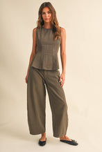 Load image into Gallery viewer, Mocha Striped Barrel Pant Set

