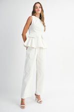 Load image into Gallery viewer, White Peplum Denim Top &amp; Pant Set
