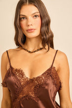 Load image into Gallery viewer, Chocolate Brown Satin Lace Pant Set

