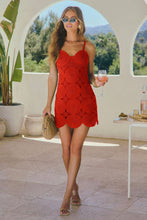 Load image into Gallery viewer, Sunset Red-Orange Crochet Dress
