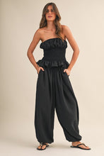 Load image into Gallery viewer, Black Smocking Tube Top and Pant Set
