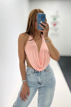 Load image into Gallery viewer, Lycra Open Back Halter Top Salmon
