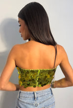 Load image into Gallery viewer, Asymmetrical Strapless Lime Glam Top
