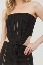 Load image into Gallery viewer, Crochet Corset Strapless Top- Black
