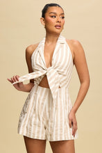 Load image into Gallery viewer, Nude Stripe Tie Romper
