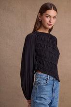 Load image into Gallery viewer, Mocha Ruched Long Sleeve Asymmetrical Hem Top
