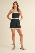 Load image into Gallery viewer, Linen Black Trim Romper
