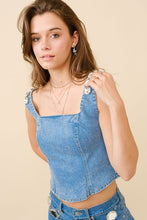 Load image into Gallery viewer, Crystals Denim Corset Top
