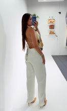 Load image into Gallery viewer, Ivory Satin Straight Leg Trousers
