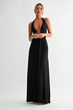 Load image into Gallery viewer, Black Deep Plunge Halter Maxi Dress
