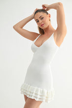 Load image into Gallery viewer, White Ruffled Hem Knit Mini Dress

