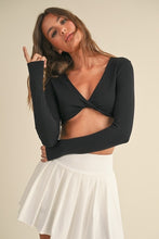 Load image into Gallery viewer, Twist Front Long Sleeve Crop Top
