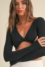 Load image into Gallery viewer, Twist Front Long Sleeve Crop Top
