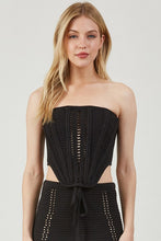 Load image into Gallery viewer, Crochet Corset Strapless Top- Black
