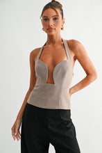 Load image into Gallery viewer, Mocha Corset Halter Top
