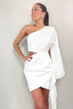 Load image into Gallery viewer, One Shoulder Sleeve White Dress
