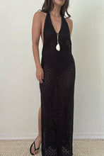 Load image into Gallery viewer, Black Halter Neck Backless Cover Up Dress
