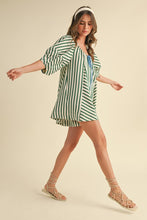 Load image into Gallery viewer, Striped Hunter Green|Blue Romper
