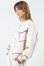 Load image into Gallery viewer, Contrast Piping Detailed Varsity Bomber Jacket - Beige

