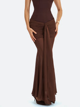Load image into Gallery viewer, Espresso Draped Mesh Gown Dress
