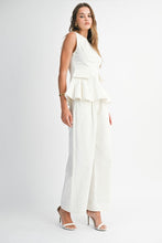 Load image into Gallery viewer, White Peplum Denim Top &amp; Pant Set
