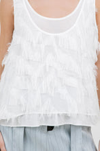 Load image into Gallery viewer, Textured Fringe Double Layer Tank Top - White
