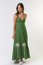 Load image into Gallery viewer, Halter Embroidered Green Maxi Dress
