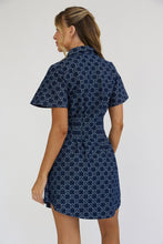 Load image into Gallery viewer, Denim Floral Button Up Mini Dress

