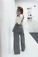 Load image into Gallery viewer, Striped Wide-leg Pants With Skirt Overlay
